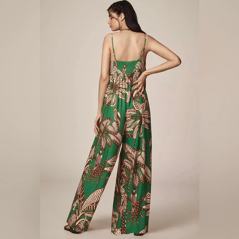 FARM Rio x Anthropologie Waistless Amazonia Printed Jumpsuit Size Small NWT - Picture 2 of 13